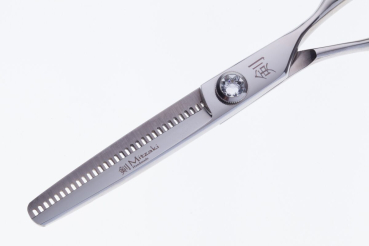 Effilierschere Mitzaki-dynasti "DIAMOND" in 6.0 ZOLL -Scherenklingen aus  PREMIUMSTAHL - 35 verzahnte Prismen auf den Kammseiten - Etui und Zubehör